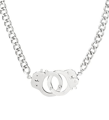 Widmann WDM03564 Halskette mit Handschellen, Unisex – Erwachsene, Silber, 24 x 13 x 0.99 cm von Widmann