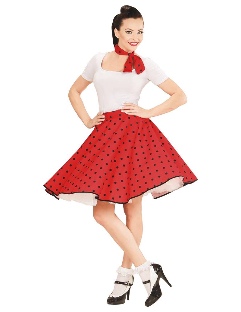 50er Jahre Damen-Rock und -Halstuch rot von WIDMANN