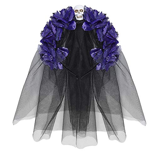 W WIDMANN MILANO Party Fashion - Haarreif mit Rosen und Schleier, Dia de los Muertos, Day of the Dead, Skelett Braut von WIDMANN