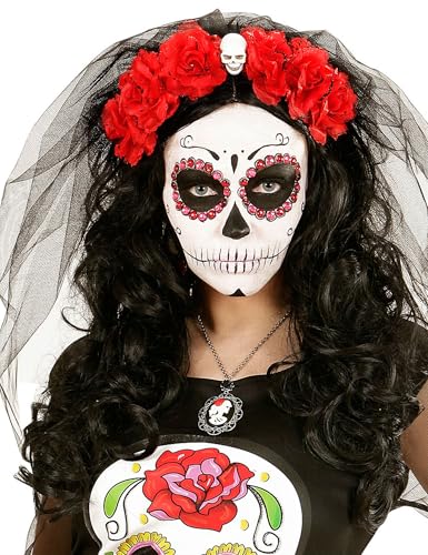 W WIDMANN MILANO Party Fashion - Haarreif mit Rosen und Schleier, Dia de los Muertos, Day of the Dead, Skelett Braut W WIDMANN MILANO Party Fashion - Haarreif mit Rosen und Schleier, Dia de los Muertos, Day of the Dead, Skelett Braut von WIDMANN MILANO PARTY FASHION