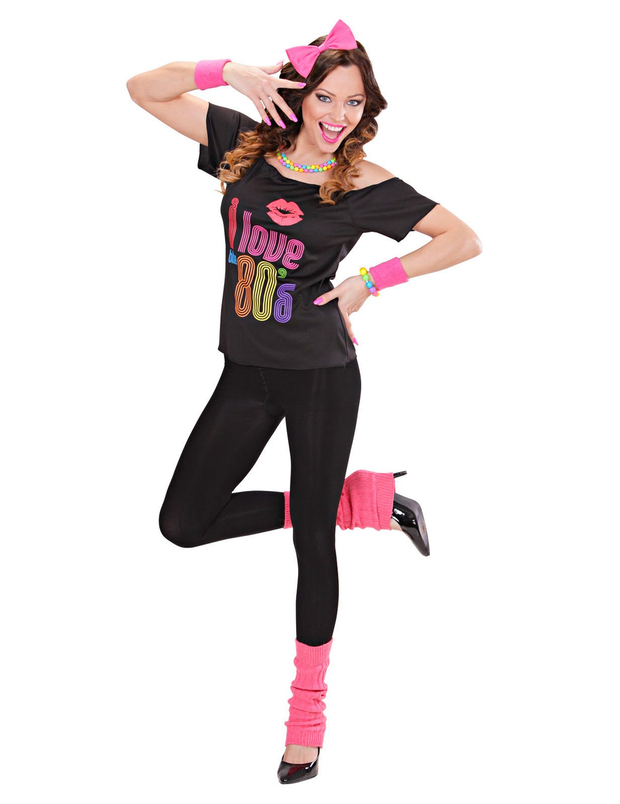 80er Jahre Kostüm-Set für Damen Disco 3-teilig schwarz-pink 80er Jahre Kostüm-Set für Damen Disco 3-teilig schwarz-pink von WIDMANN