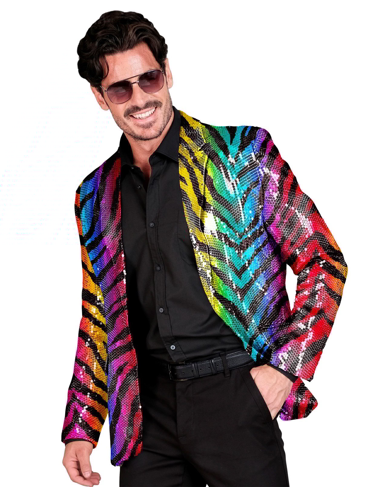 Anzugjacke Pailletten Tiger Regenbogen Herren von WIDMANN