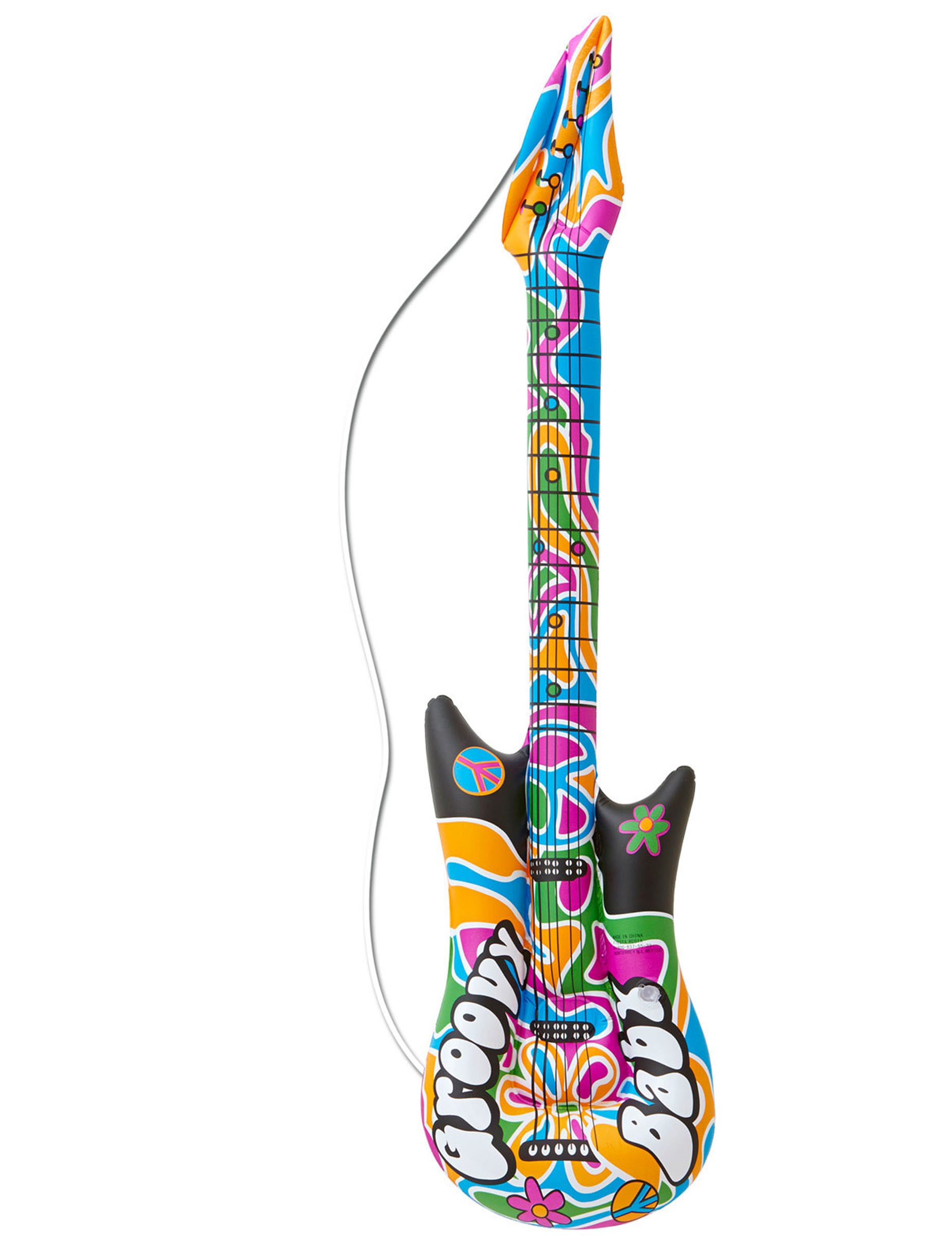 Aufblasbare Hippie Gitarre Kostümzubehör bunt 105cm von WIDMANN