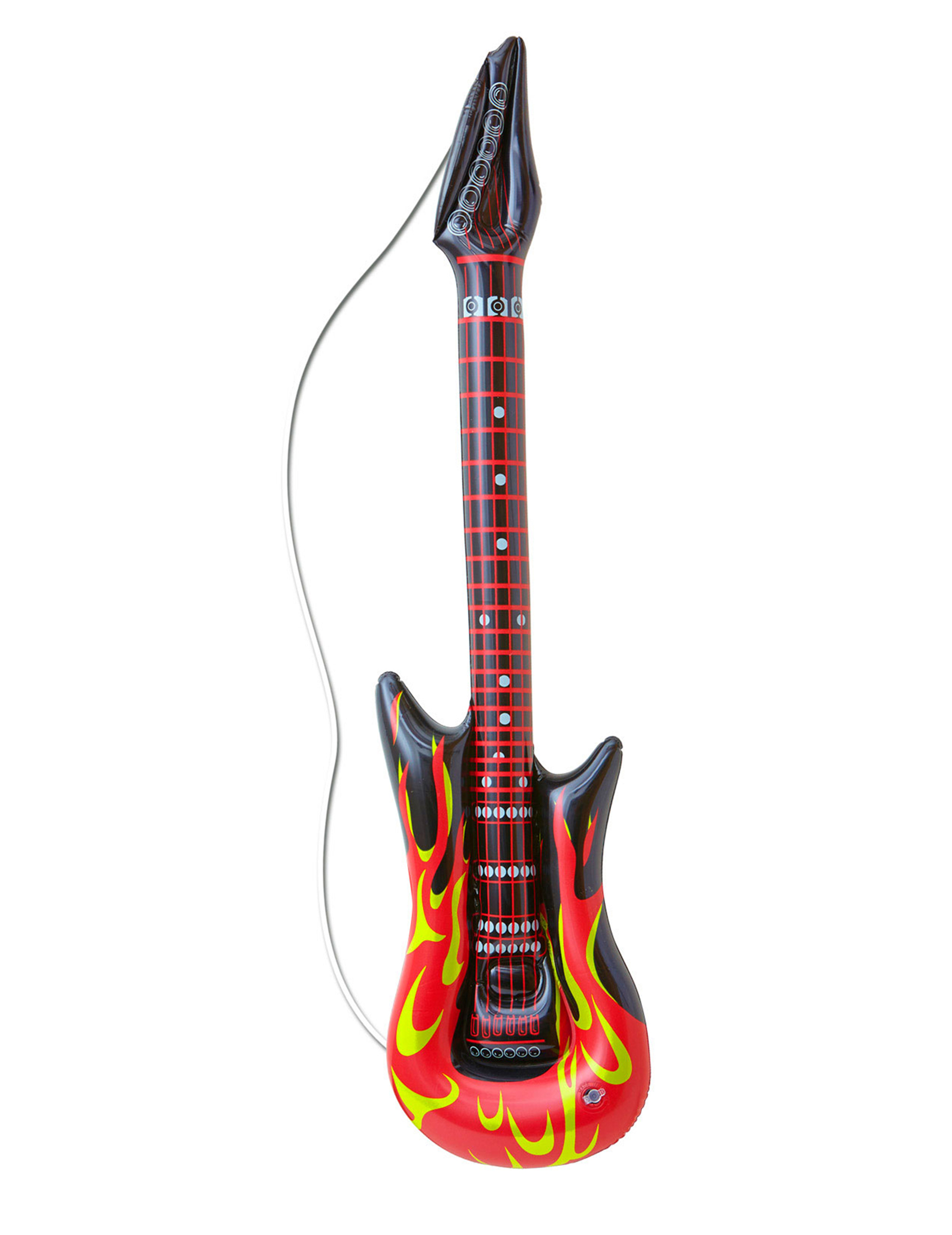 Aufblasbare Rock-Gitarre mit Flammen schwarz-rot-gelb 105cm von WIDMANN