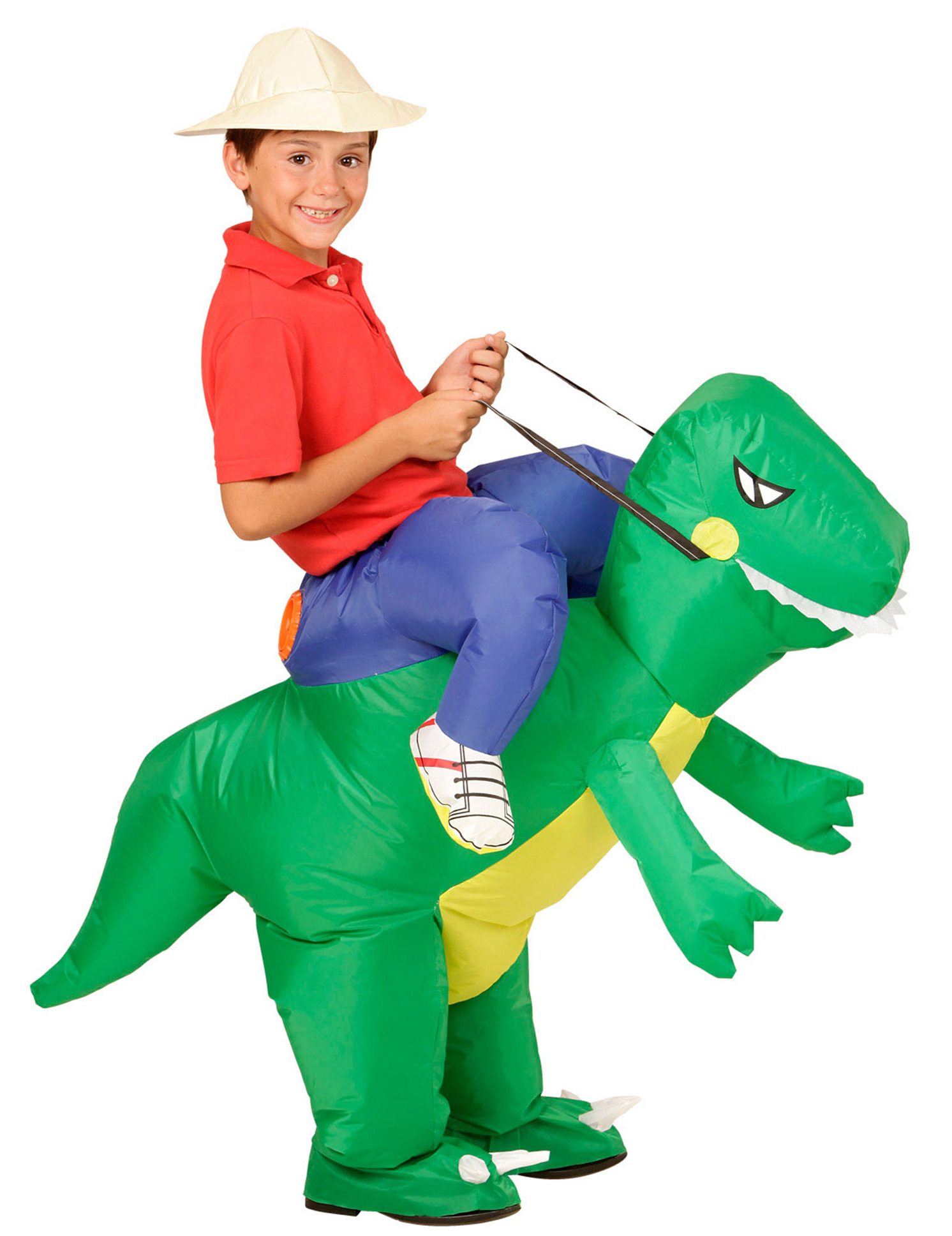 Aufblasbarer Dinosaurier Carry-Me-Kinderkostüm grün von WIDMANN
