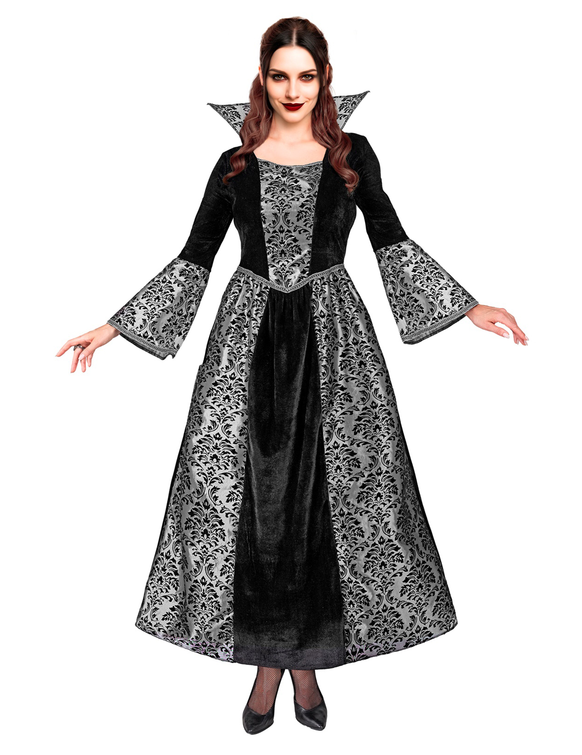 Barock Vampirkostüm schwarz und silber für Frauen Barock Vampirkostüm schwarz und silber für Frauen von WIDMANN