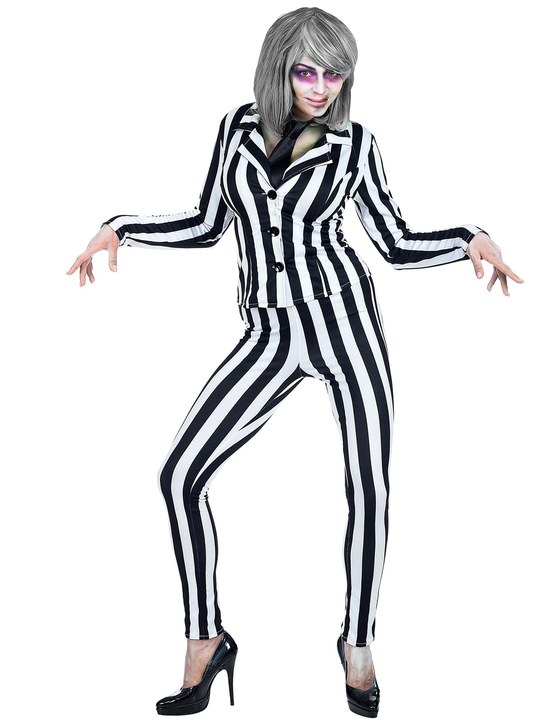 Beetle Geisterfrau Damenkostüm schwarz-weiß von WIDMANN