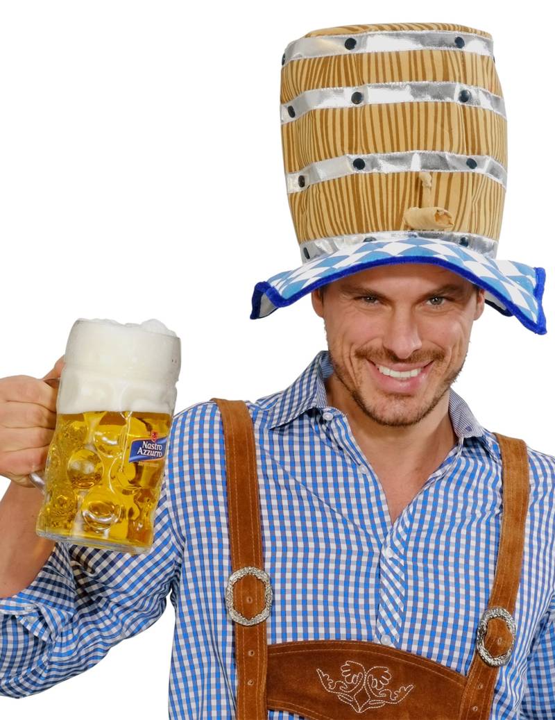 Bierfass Hut Bayern – Lustiger Partyhut für Erwachsene, braun/silber von WIDMANN