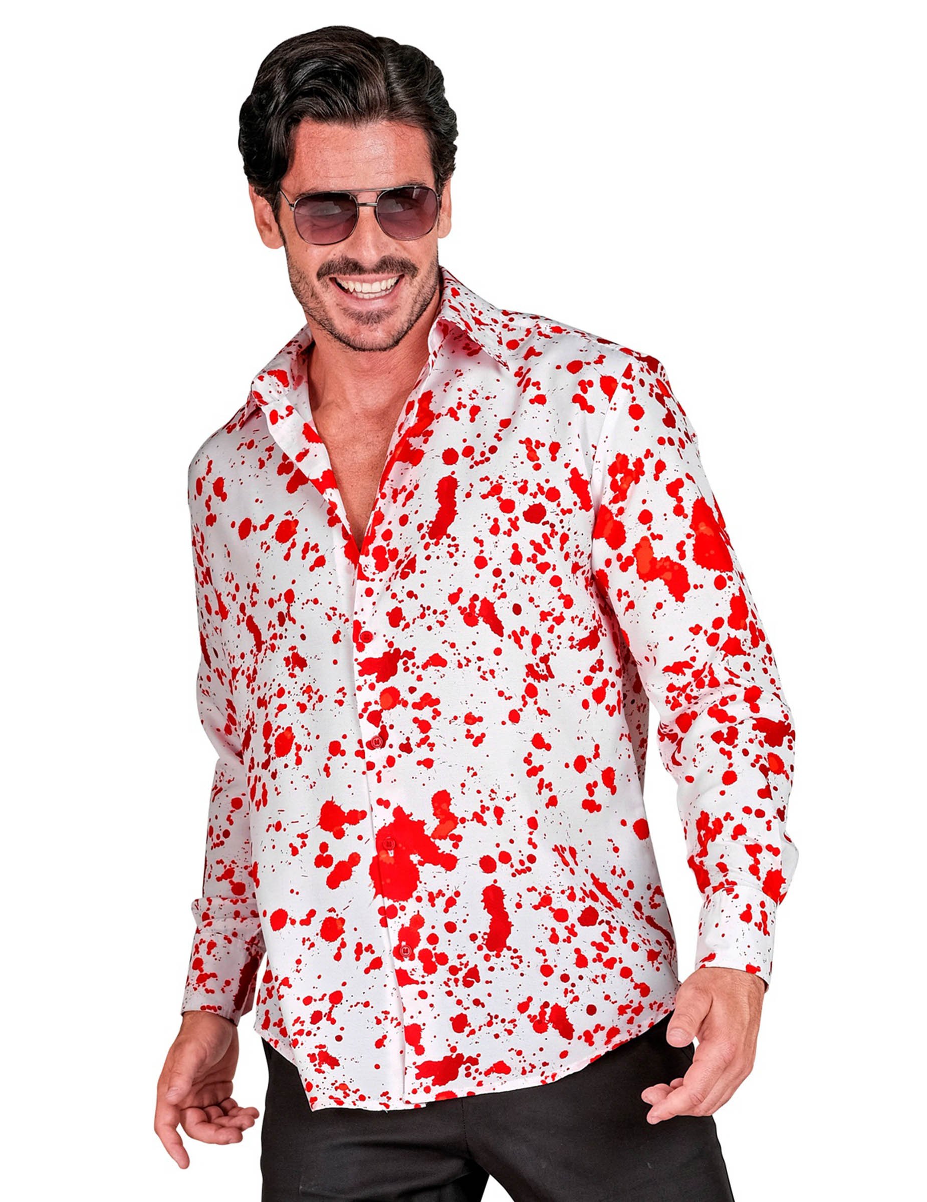 Blutbeflecktes weißes Hemd für Herren Halloween von WIDMANN