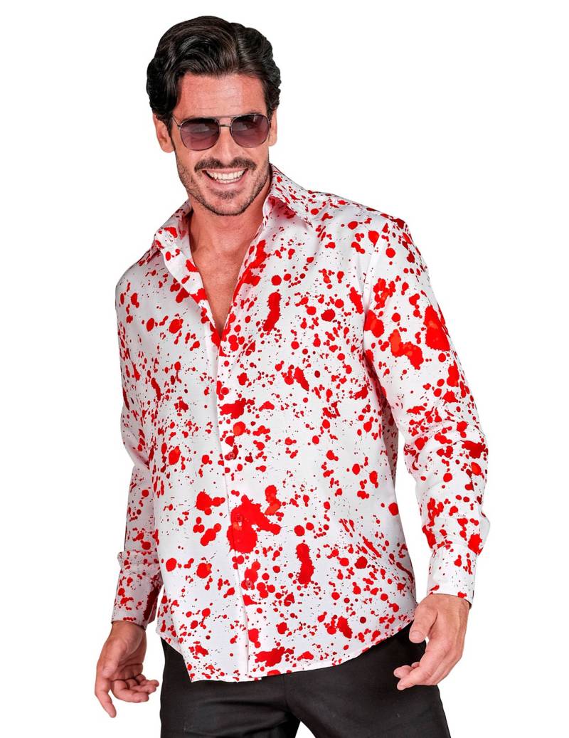 Blutbeflecktes weißes Hemd für Herren Halloween von WIDMANN
