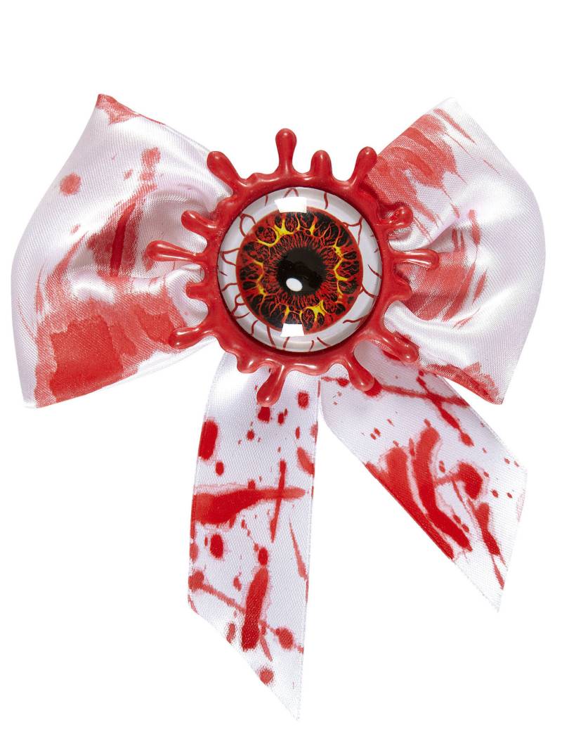 Blutiges Auge Halloween Fliege weiss-rot von WIDMANN