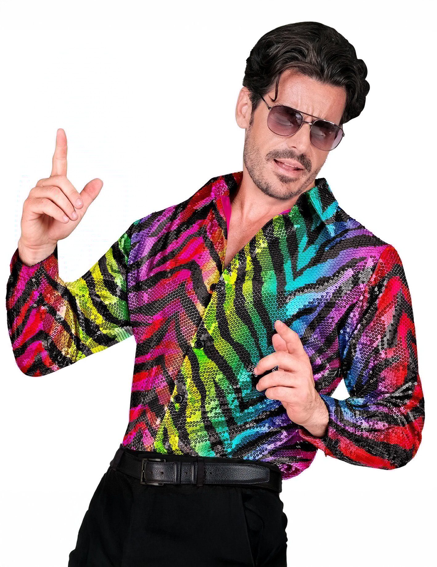 Buntes Paillettenhemd mit Tigermuster für Herren von WIDMANN