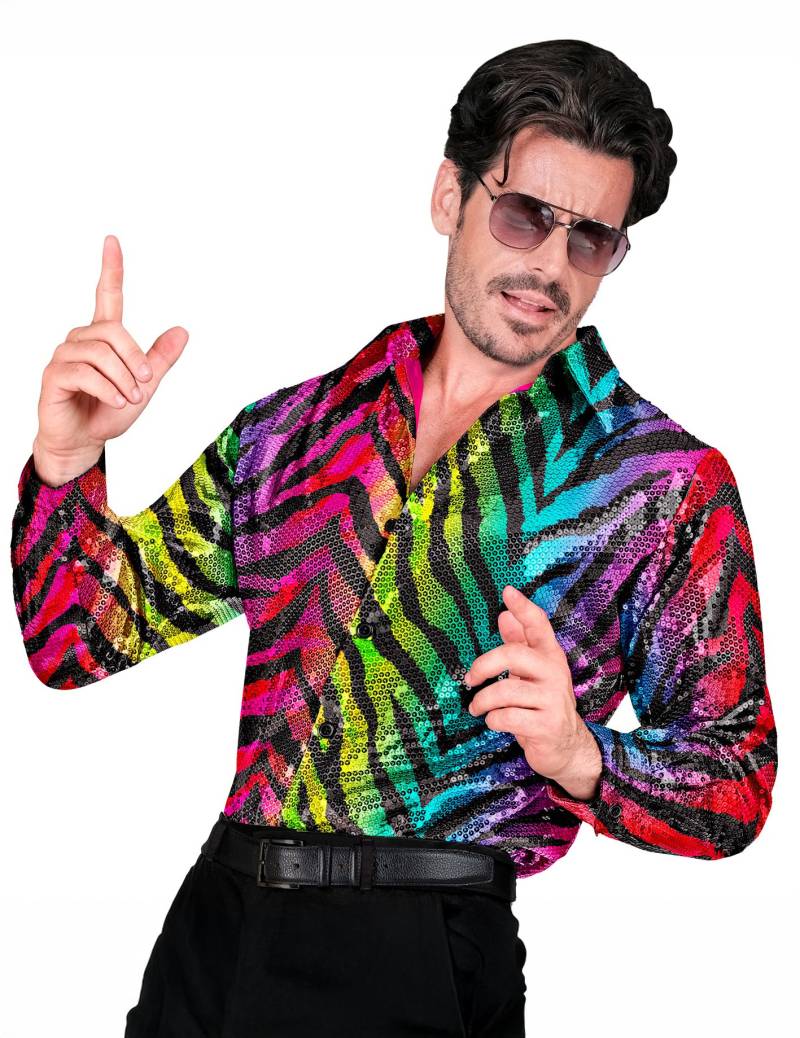Buntes Paillettenhemd mit Tigermuster für Herren von WIDMANN