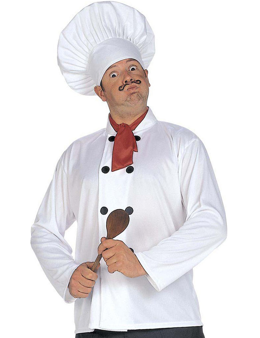 Chef Koch Kostüm-Set weiss-schwarz-rot Chef Koch Kostüm-Set weiss-schwarz-rot von WIDMANN