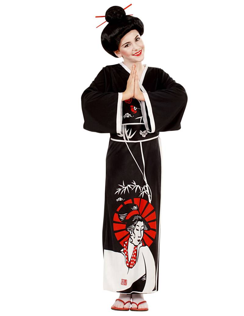 Chinesin-Mädchenkostüm Geisha schwarz von WIDMANN