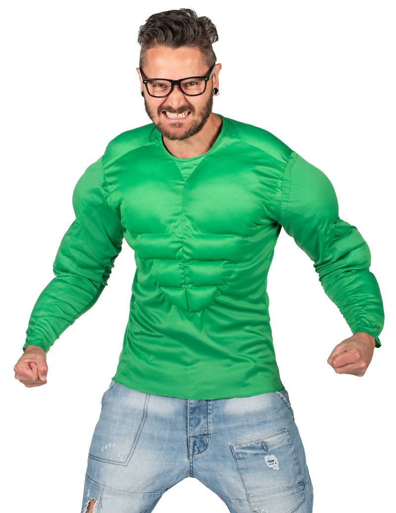 Comic Muskelshirt Superheld für Erwachsene grün von WIDMANN