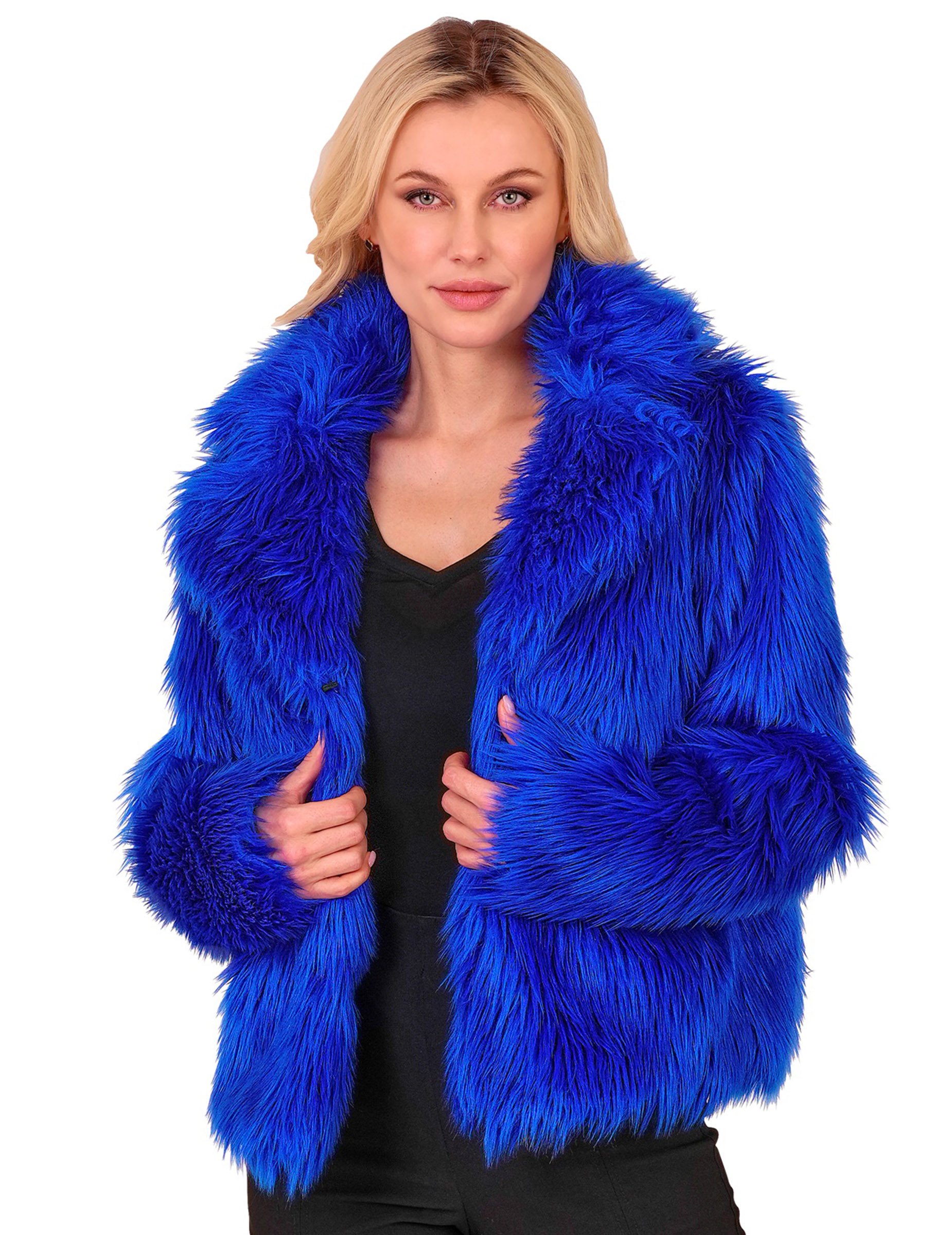 Dunkelblauer Kunstfellmantel Erwachsene von WIDMANN