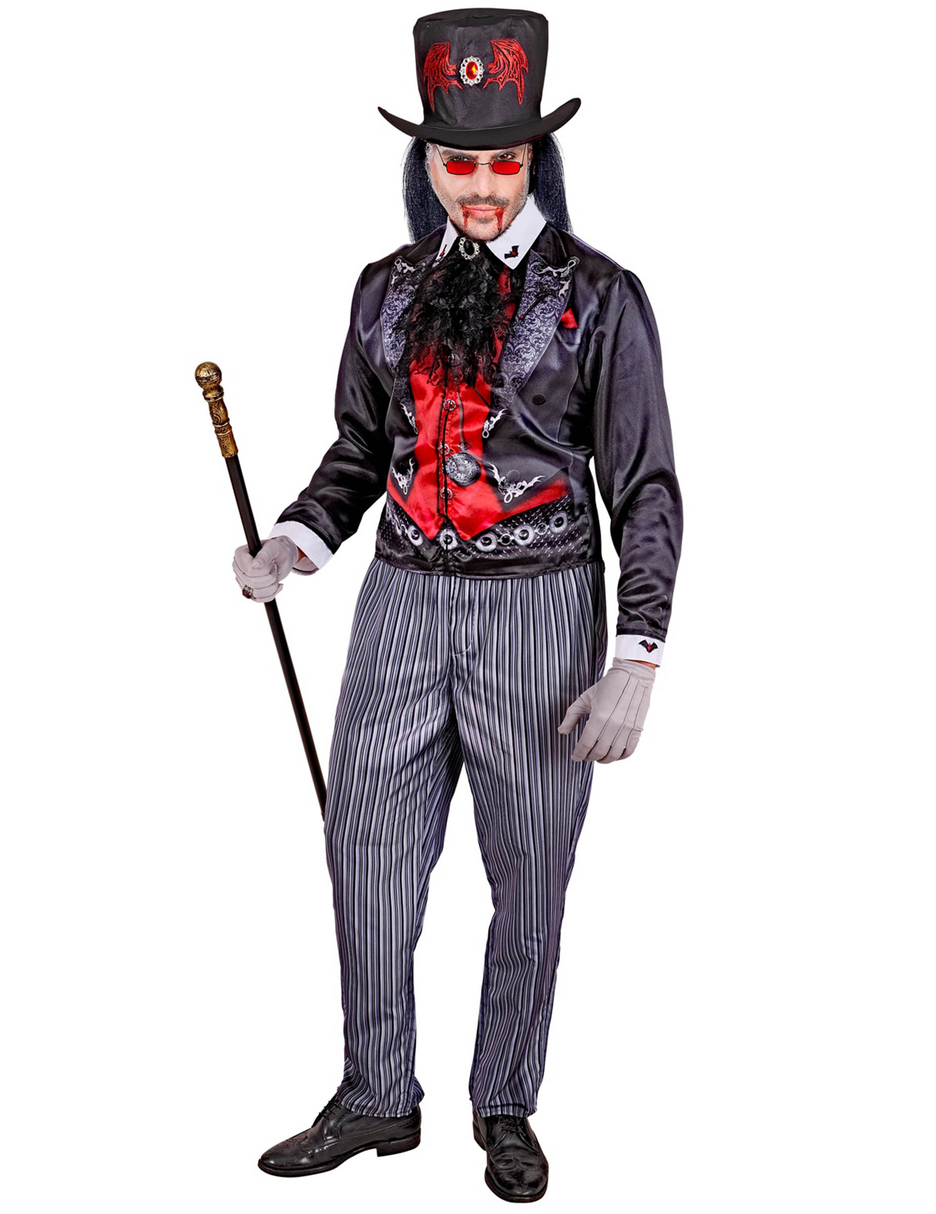 Eleganter Vampir Kostüm für Herren Schwarz Rot Halloween Eleganter Vampir Kostüm für Herren Schwarz Rot Halloween von WIDMANN