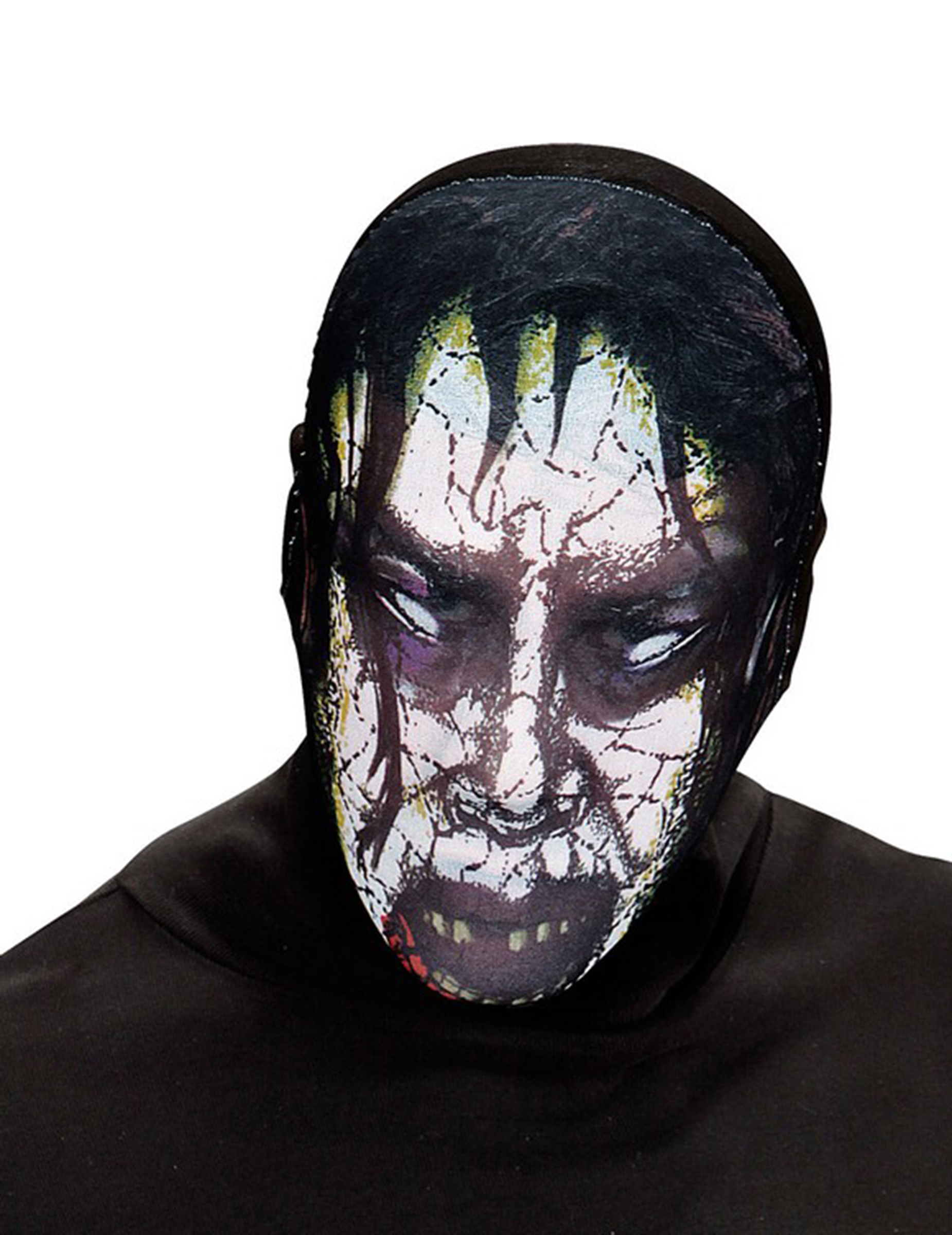 Enganliegende Zombiemaske Halloween-Strumpfmaske schwarz-weiss-lila Enganliegende Zombiemaske Halloween-Strumpfmaske schwarz-weiss-lila von WIDMANN