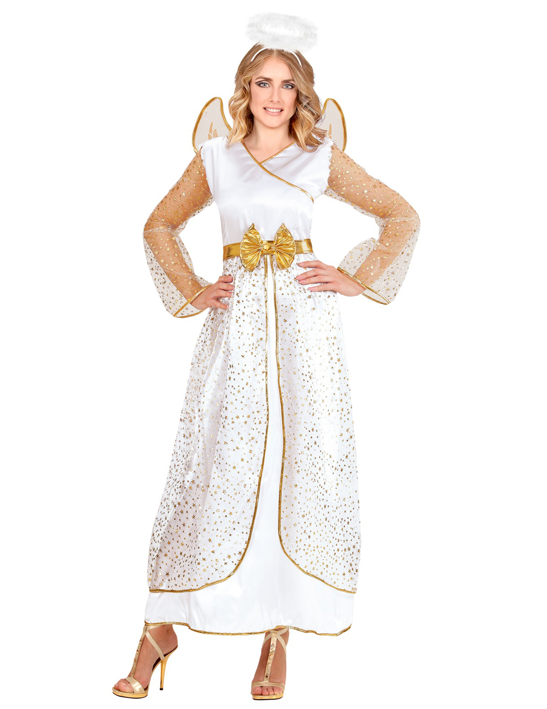 Engel Damenkostüm weiß und gold von WIDMANN
