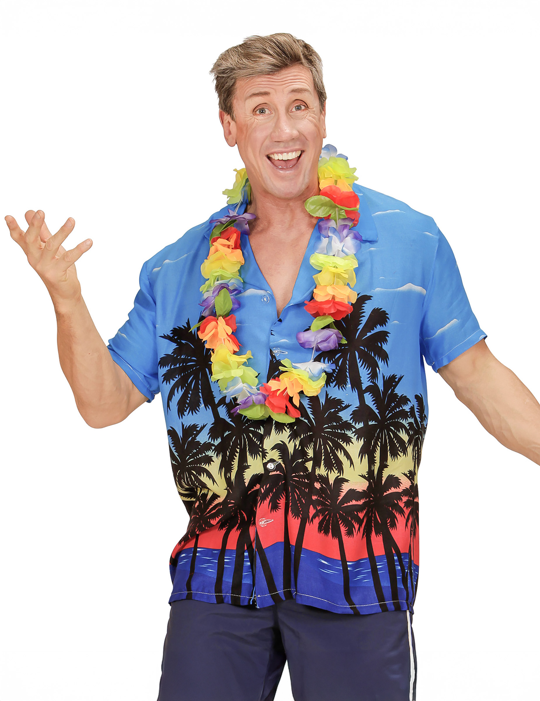 Erwachsenen Hawaii-Hemd blau/bunt Erwachsenen Hawaii-Hemd blau/bunt von WIDMANN