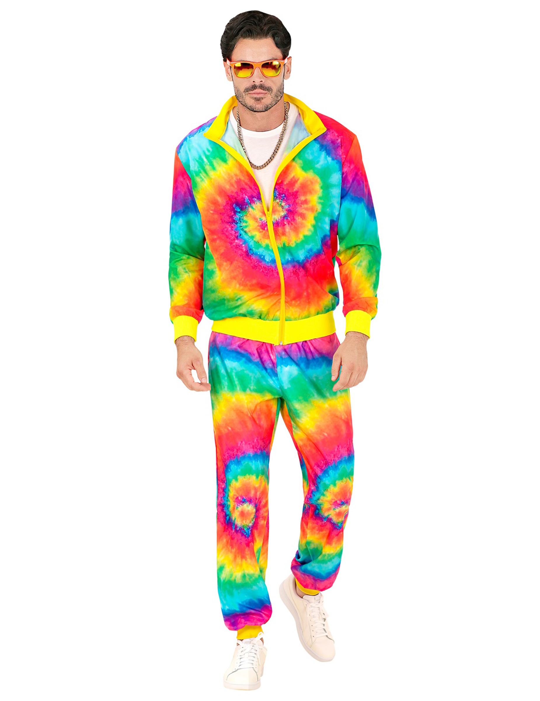 Fluofarbener Tie and Dye Trainingsanzug für Erwachsene Fluofarbener Tie and Dye Trainingsanzug für Erwachsene von WIDMANN