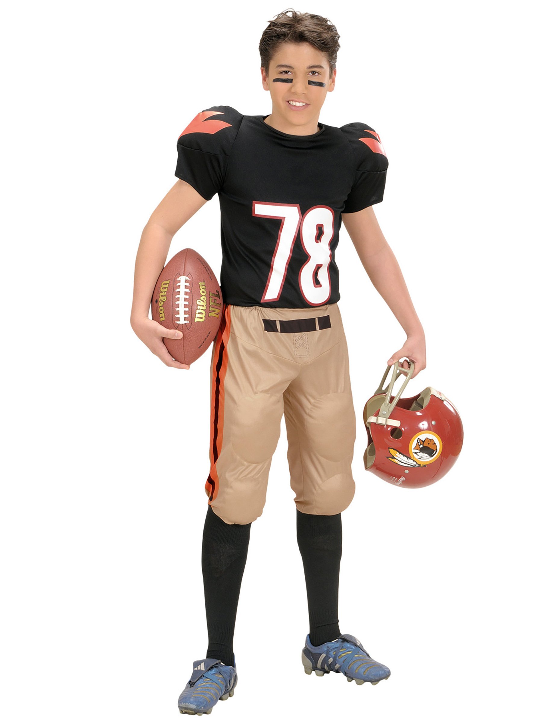 Football Spieler Kinderkostüm beige-schwarz von WIDMANN