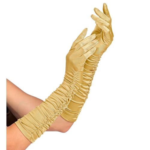 W WIDMANN MILANO Party Fashion - Geraffte Satin Handschuhe, 1 Paar, Länge 44 cm, Accessoire 20er Jahre von WIDMANN