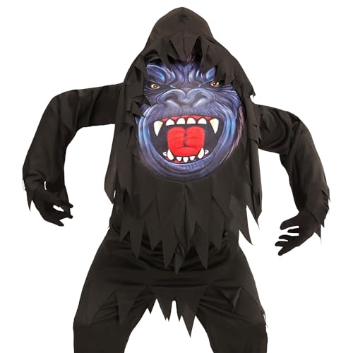 Widmann - Kinderkostüm Gorilla, Robe, Riesenmaske mit Kapuze, Affe, Chimpanse, Fasching, Karneval, Mottoparty von W WIDMANN MILANO Party Fashion
