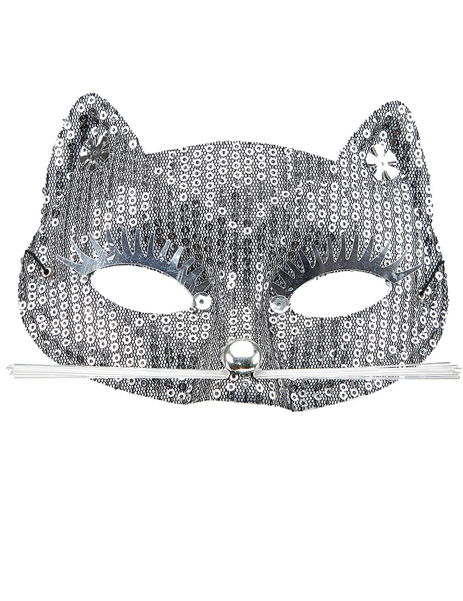 Glitzernde Katzen-Augenmaske mit Pailletten Kostüm-Accessoire silber Glitzernde Katzen-Augenmaske mit Pailletten Kostüm-Accessoire silber von WIDMANN