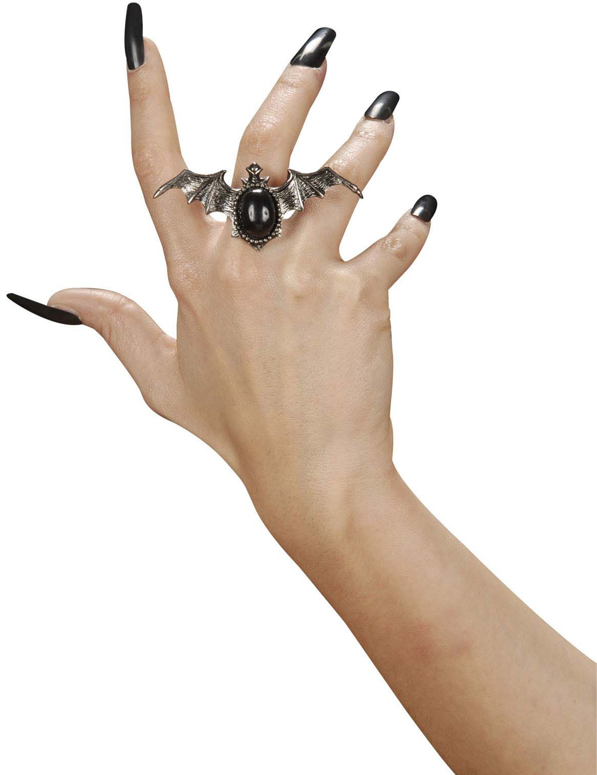 Gothic Fledermaus Ring mit Schmuckstein silber-schwarz Gothic Fledermaus Ring mit Schmuckstein silber-schwarz von WIDMANN