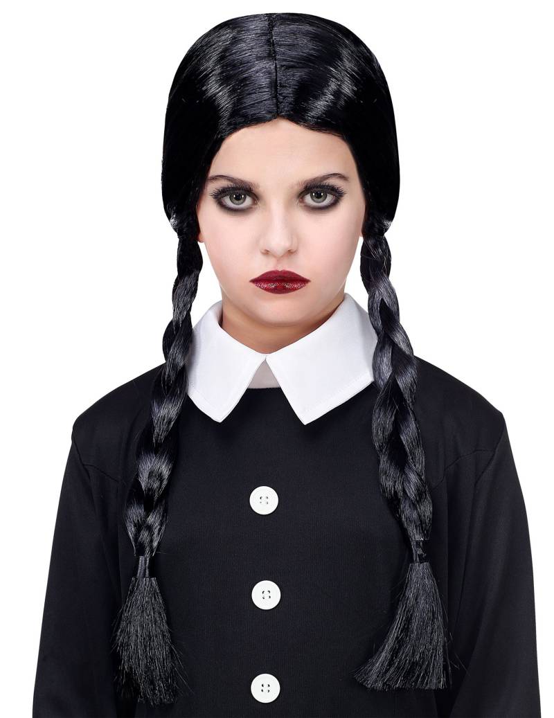 Gothic-Mädchenperücke für Damen Halloween-Accessoire schwarz von WIDMANN