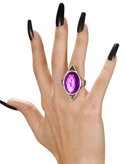 Gothic Ring mit Schmuckstein silber-lila von WIDMANN