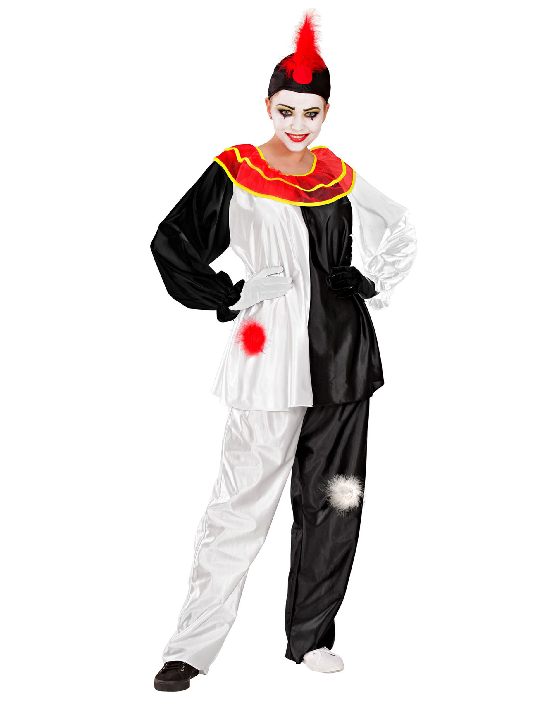 Harlekin Kostüm Pierrot schwarz-weiss-rot Harlekin Kostüm Pierrot schwarz-weiss-rot von WIDMANN