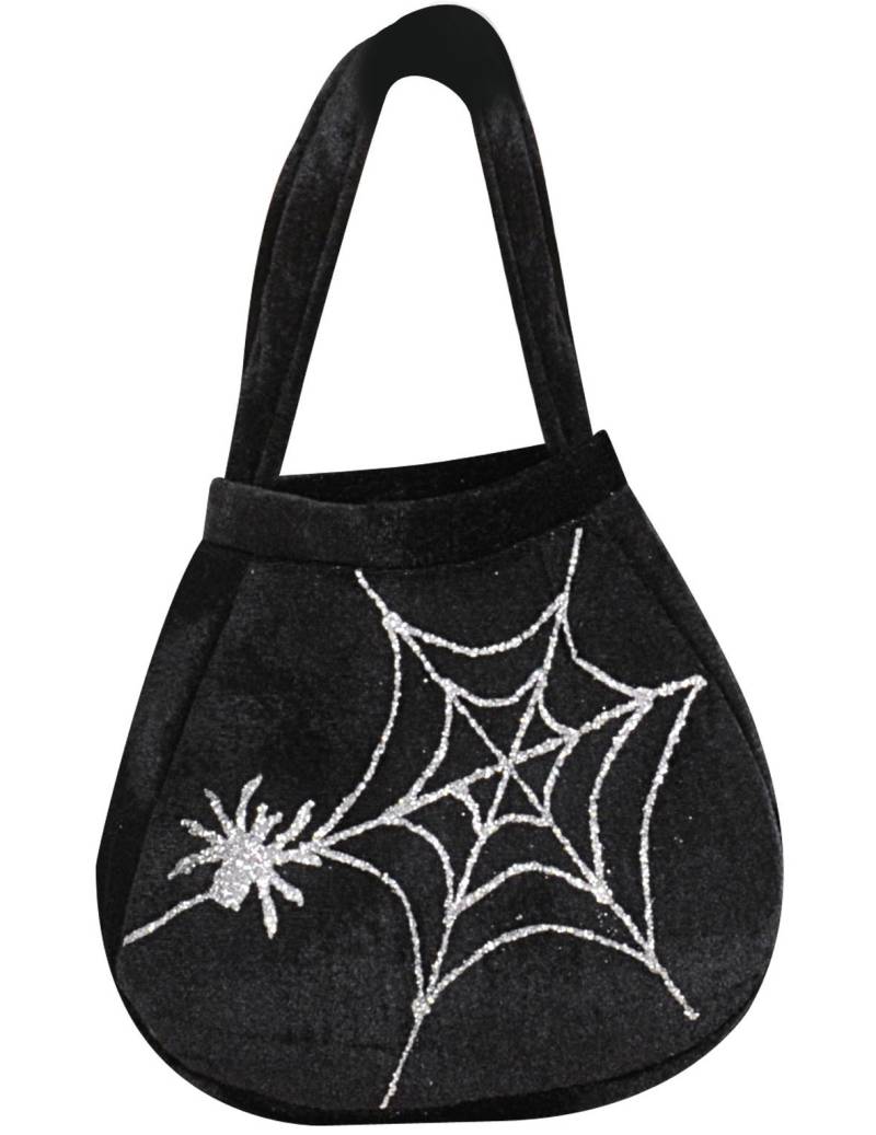 Hexe Halloween-Handtasche Spinnennetz schwarz von WIDMANN