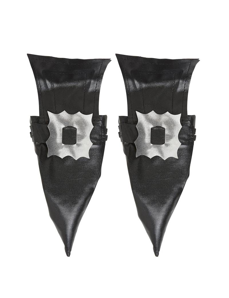 Hexe-Stiefelstulpen Kostüm-Accessoire schwarz-silber von WIDMANN