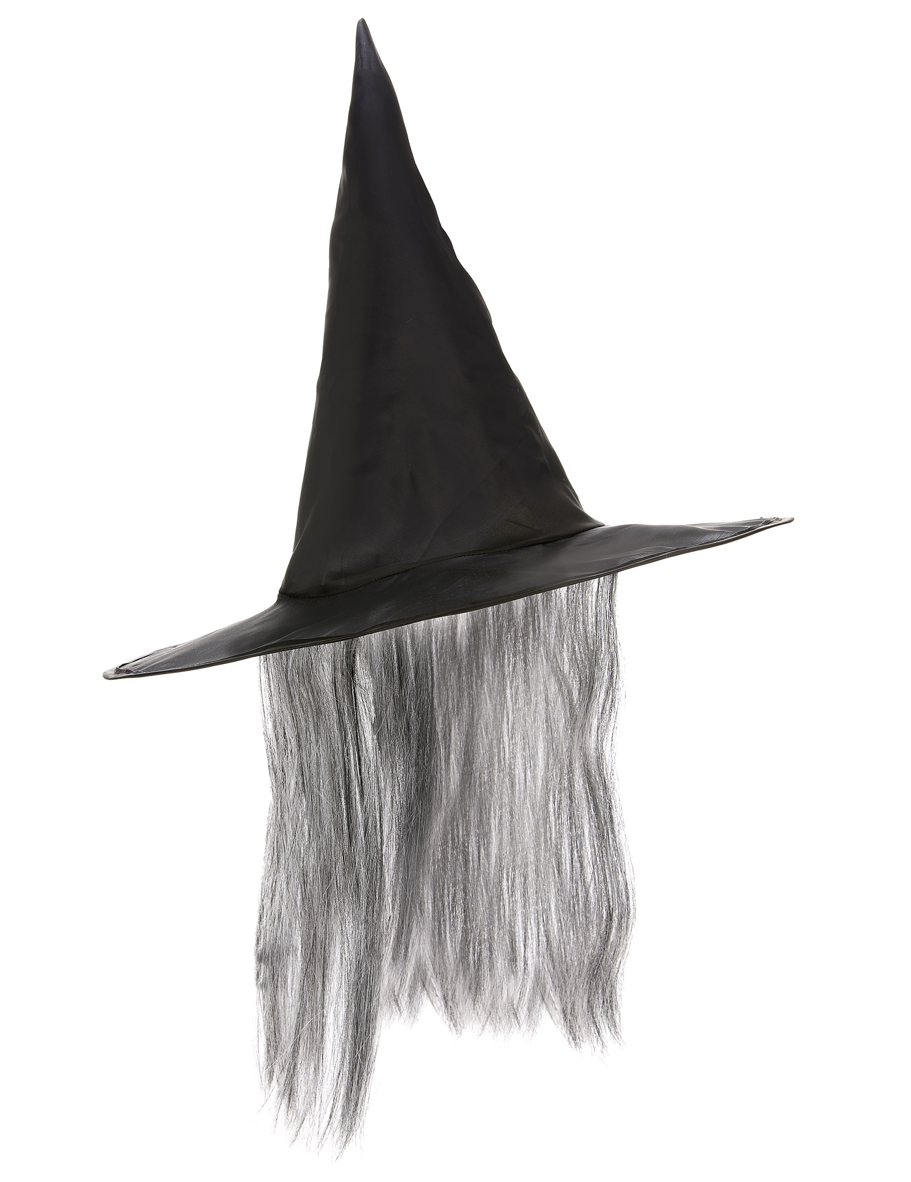 Hexen-Hut mit Haaren Hexenaccessoire schwarz-grau von WIDMANN