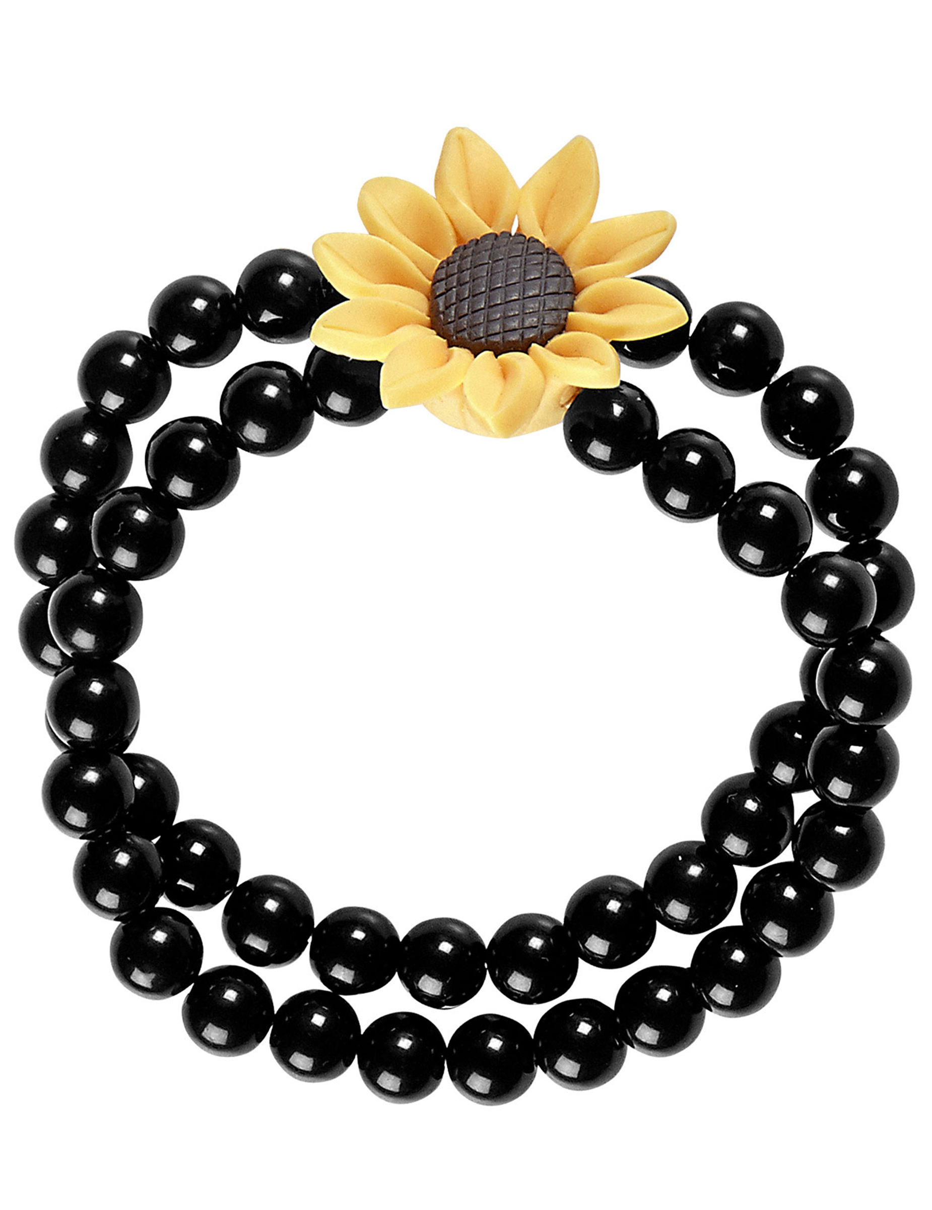 Hippi-Armband Sonnenblumen-Arband Karnevals-Accessoire schwarz-gelb von WIDMANN