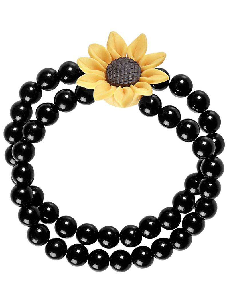 Hippi-Armband Sonnenblumen-Arband Karnevals-Accessoire schwarz-gelb von WIDMANN