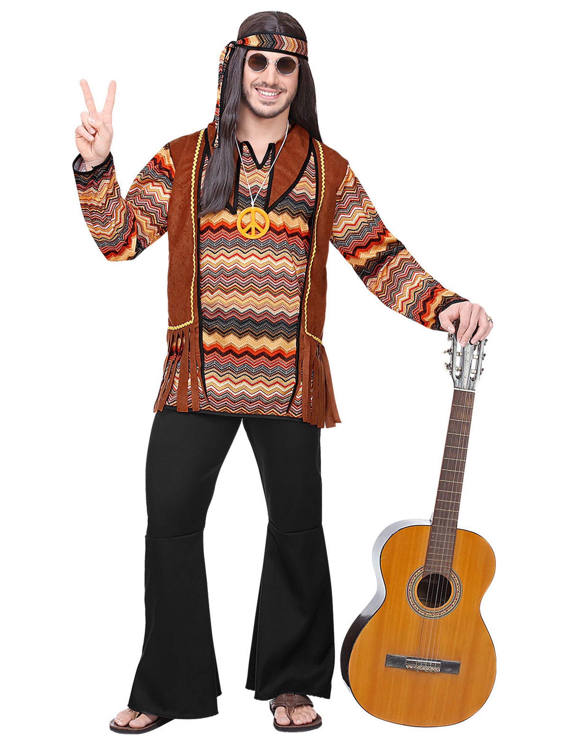 Hippie-Kostüm für Herren Karnevalskostüm braun-schwarz Hippie-Kostüm für Herren Karnevalskostüm braun-schwarz von WIDMANN