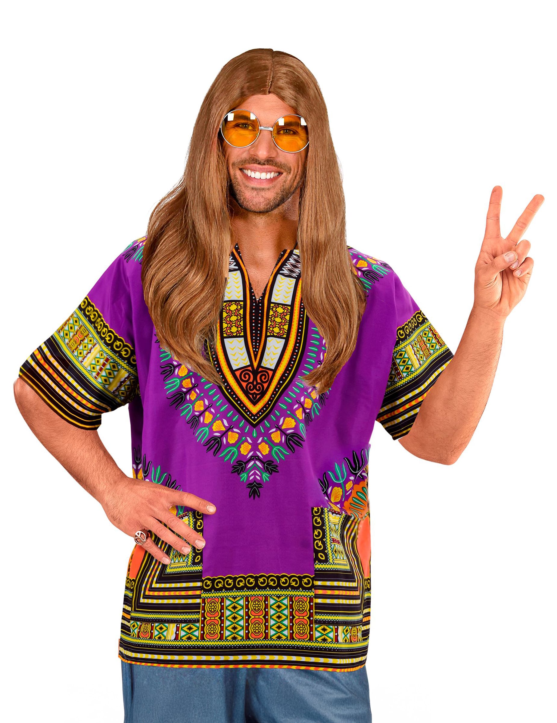 Hippie T-Shirt für Erwachsene lila von WIDMANN