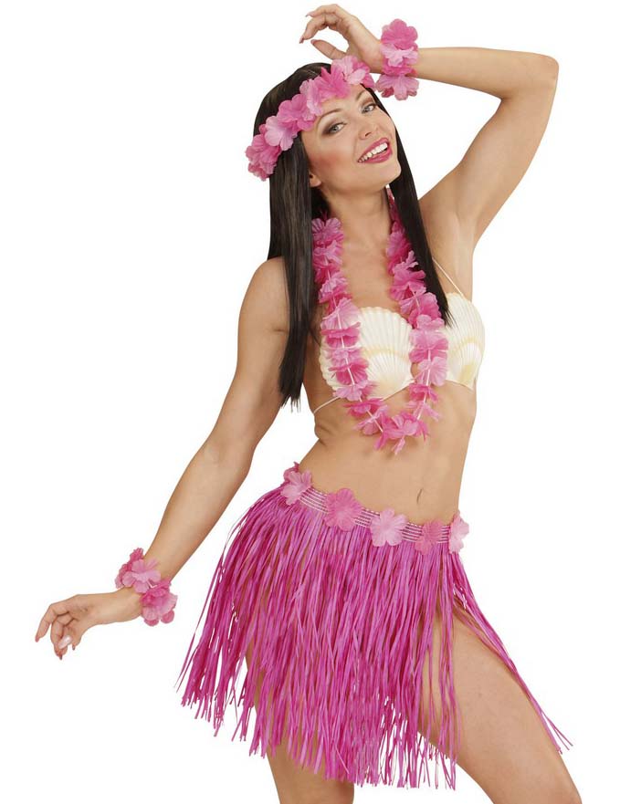 Hula-Tänzerin - Hawaii-Kostüm-Set für Damen rosa Hula-Tänzerin - Hawaii-Kostüm-Set für Damen rosa von WIDMANN