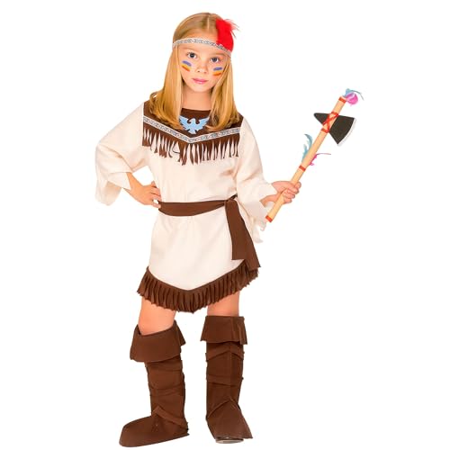 "INDIAN GIRL" (dress, belt, headband, boot covers) - (110 cm / 3-4 Years) von WIDMANN