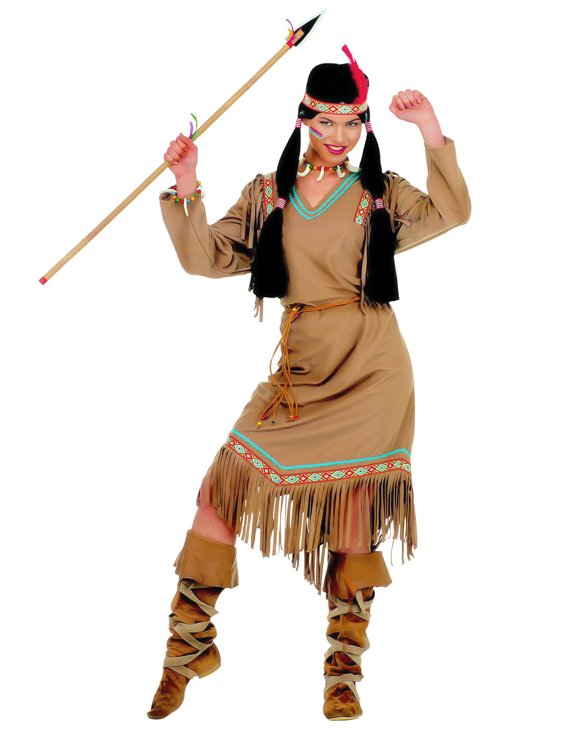 Indianerin-Damenkostüm Western Karnevalskostüm hellbraun Indianerin-Damenkostüm Western Karnevalskostüm hellbraun von WIDMANN