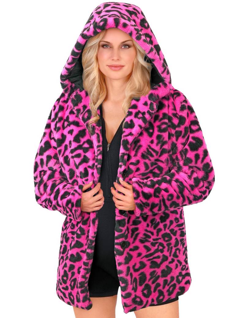Kapuzenjacke Leopardenmuster rosa Erwachsene Kapuzenjacke Leopardenmuster rosa Erwachsene von WIDMANN
