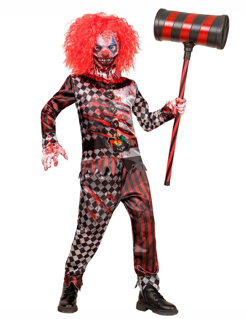 Killerclown Kostüm für Kinder Schwarz Rot Halloween von WIDMANN