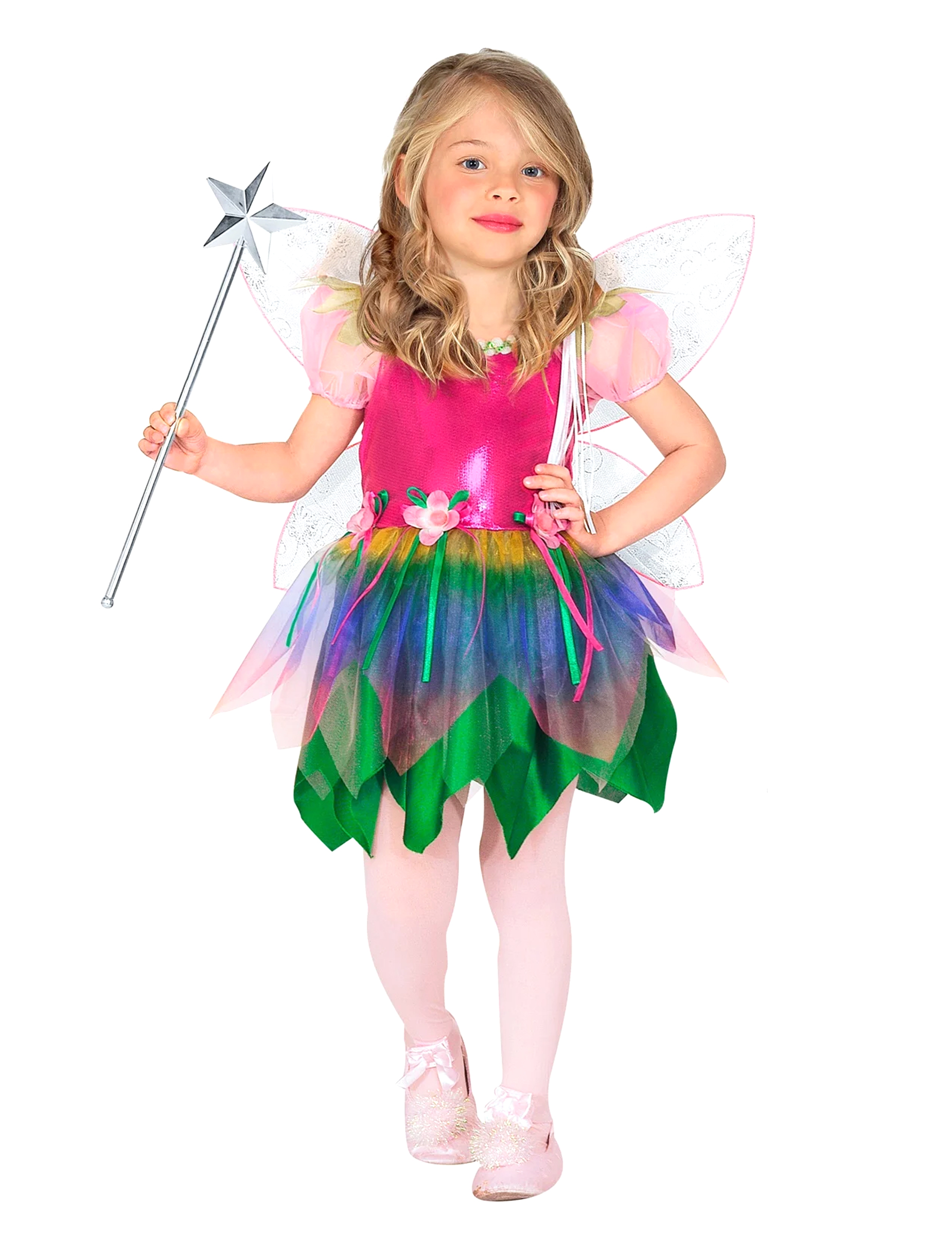 Kleine Fee Kinderkostüm Elfe pink-grün Kleine Fee Kinderkostüm Elfe pink-grün von WIDMANN
