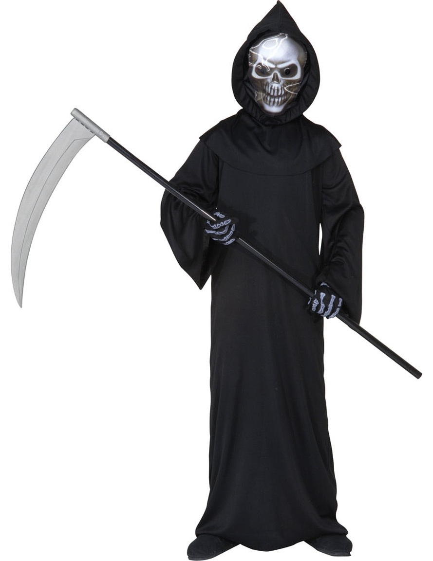 Kleiner Sensenmann Kinderkostüm schwarz-silber von KARNEVAL-MEGASTORE