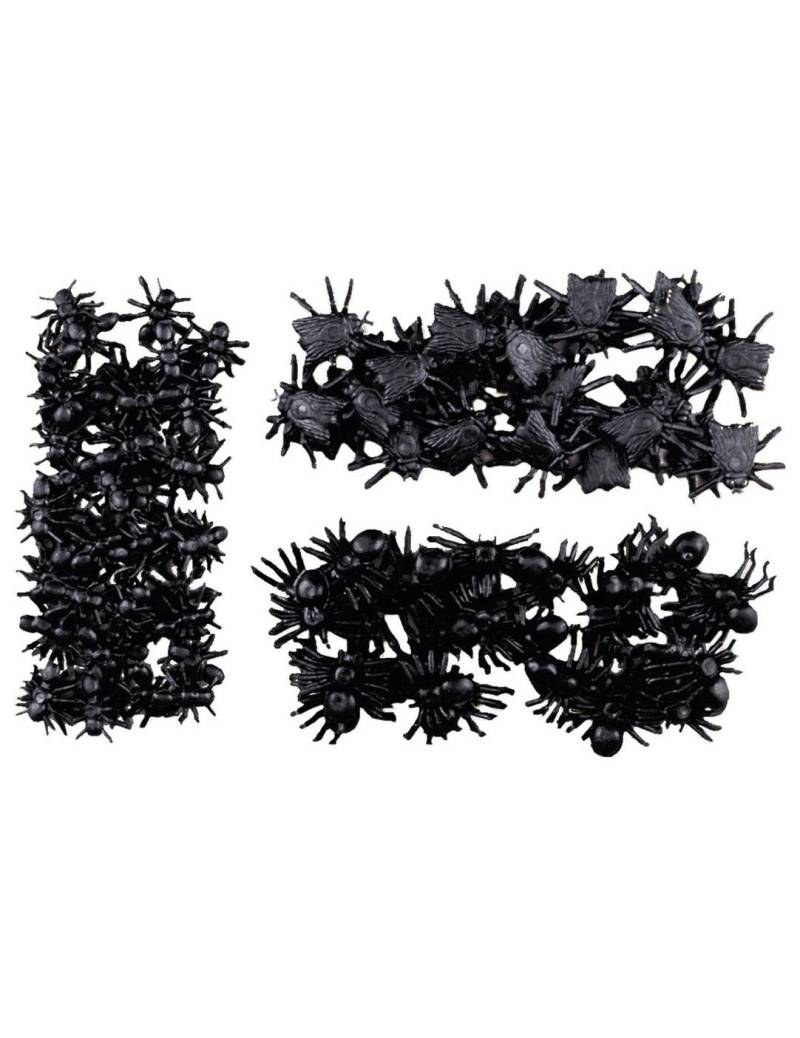 Krabbeltiere-Set Ameisen Spinnen und Fliegen Halloween-Deko 97-teilig schwarz 2x1cm von WIDMANN
