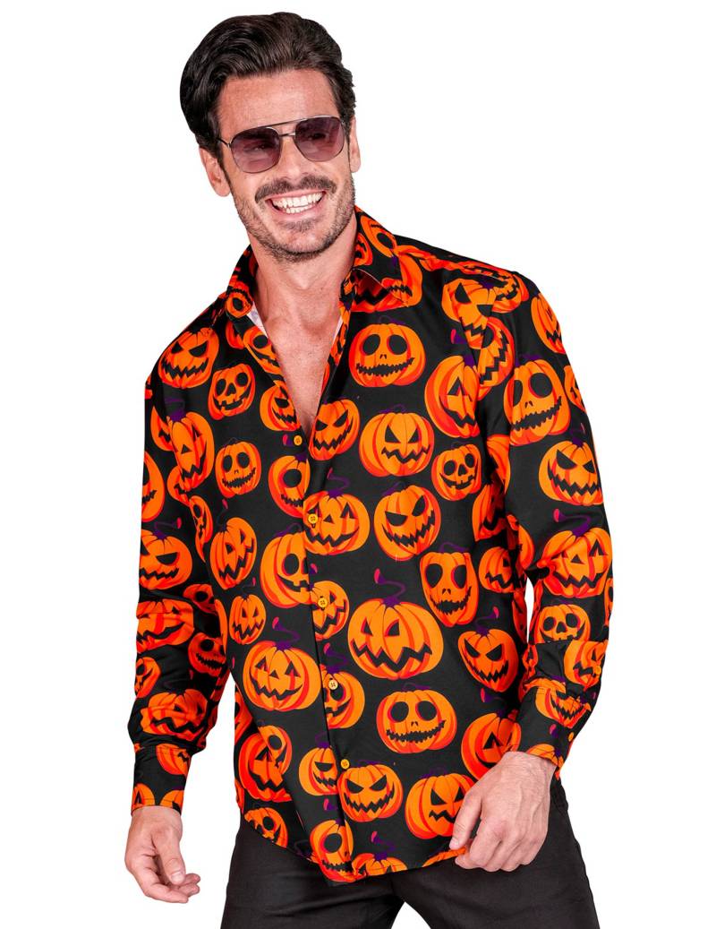 Kürbis Hemd für Herren Halloween Schwarz Orange Kürbis Hemd für Herren Halloween Schwarz Orange von WIDMANN